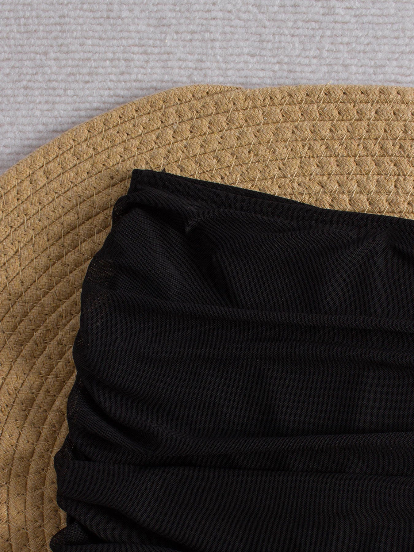 Saia Shorts de Praia em Tule Preto para Bikini Feminino