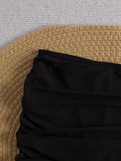 Saia Shorts de Praia em Tule Preto para Bikini Feminino