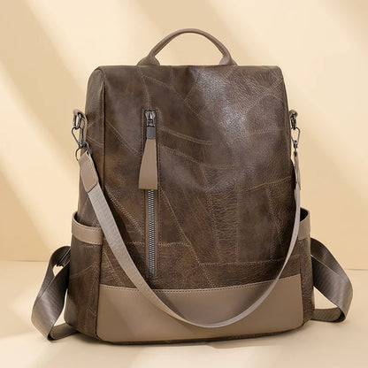 Mochila Feminina Antifurto 3 em 1 em Couro Sintético para Dia a Dia