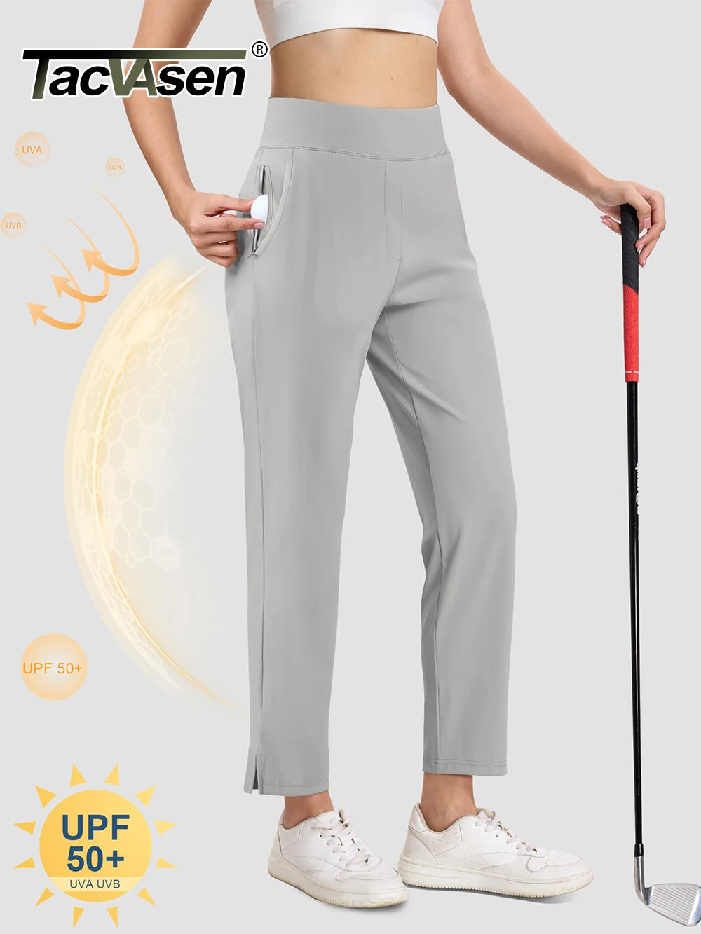 Calça Golf Feminina Tacvasen UPF 50+ Secagem Rápida Cintura Alta