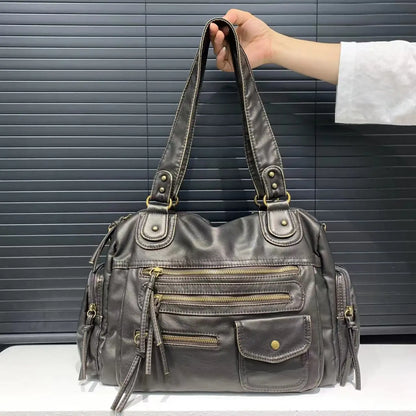 Bolsa Tiracolo Y2K Feminina em Couro Sintético com Múltiplos Bolsos