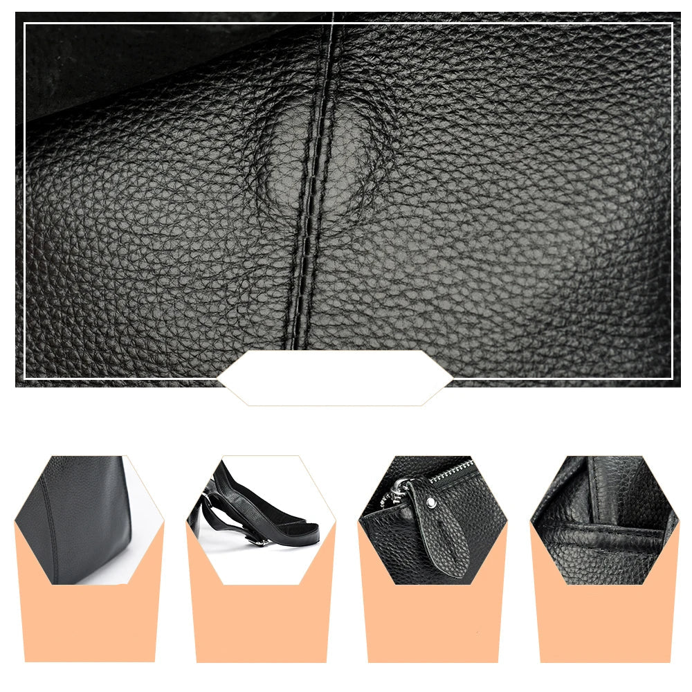 Mochila Feminina Zency Couro Legítimo Antifurto Grande