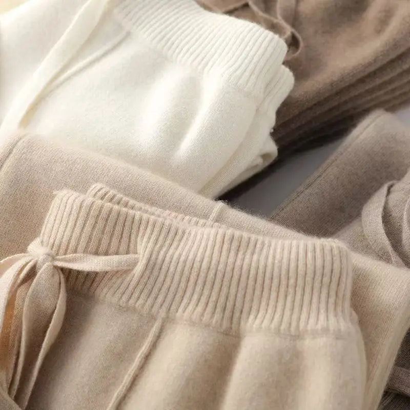 Calça Pantalona Feminina em Lã Merino e Cashmere Inverno