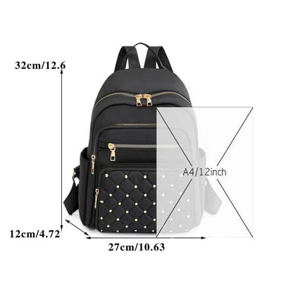Mochila Feminina Nylon Impermeável Grande com Tachas
