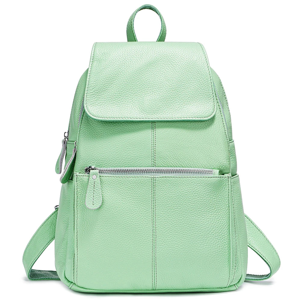 Mochila Feminina Zency Couro Legítimo Antifurto Grande