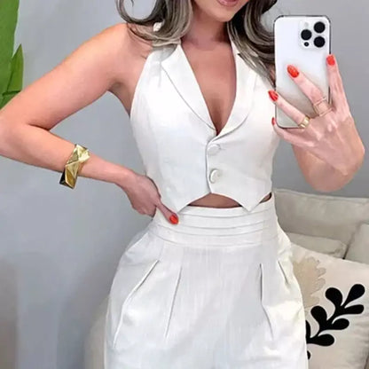 Conjunto Feminino com Colete Alfaiataria e Calça Pantalona – Moderno e Sofisticado