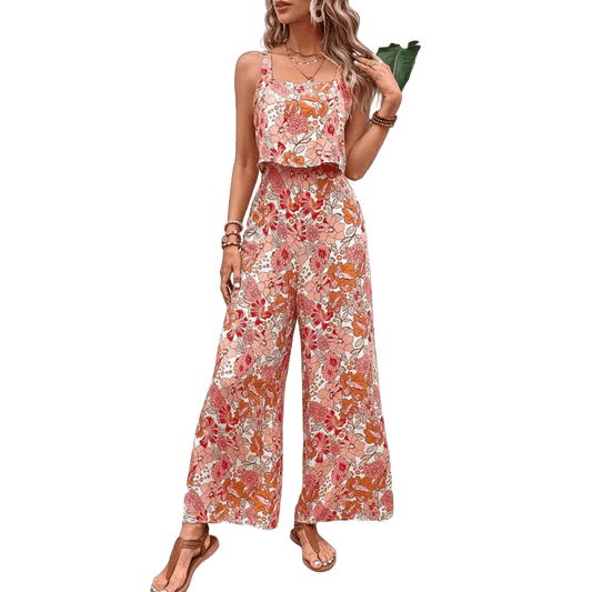 Macacão Feminino Longo Floral Alças Finas – Leveza e Estilo para Dias Ensolarados