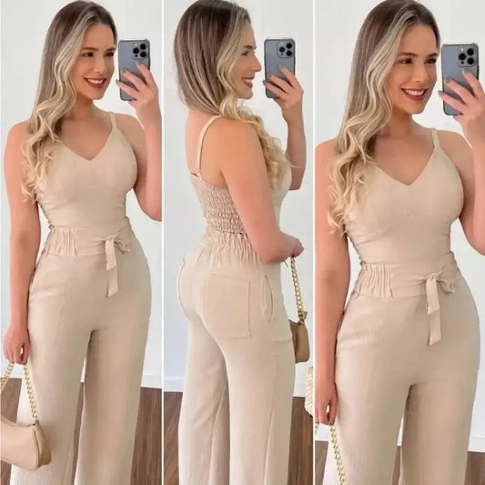 Macacão Feminino Pantalona com Alças Finas – Estilo e Conforto