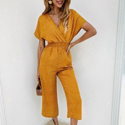 Macacão Feminino Pantacourt Verde com Estampa Poá – Elegância e Conforto em Uma Só Peça
