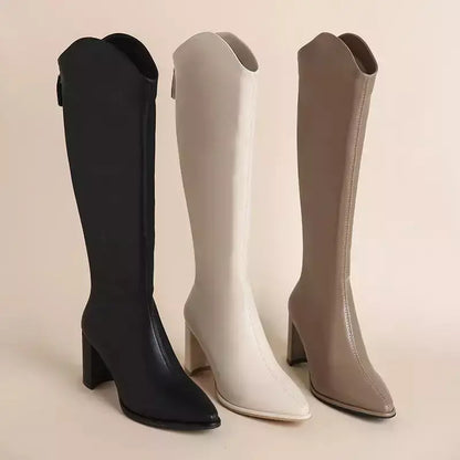 Bota Alta Feminina com Salto Ivy – Estilo e Conforto para Todos os Momentos