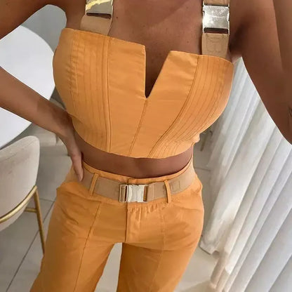 Conjunto Cropped e Calça Alfaiataria Modern Power Vibe