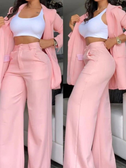 Conjunto Feminino de Alfaiataria com Blazer e Calça Pantalona