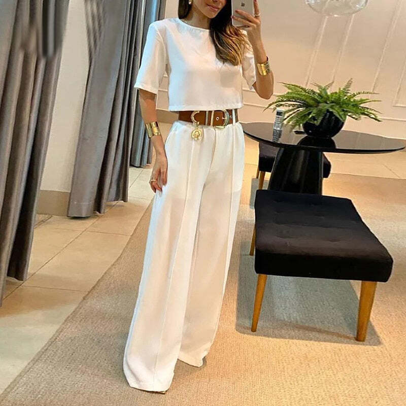 Conjunto Feminino com Blusa Cropped e Calça Pantalona – Sofisticação e Conforto